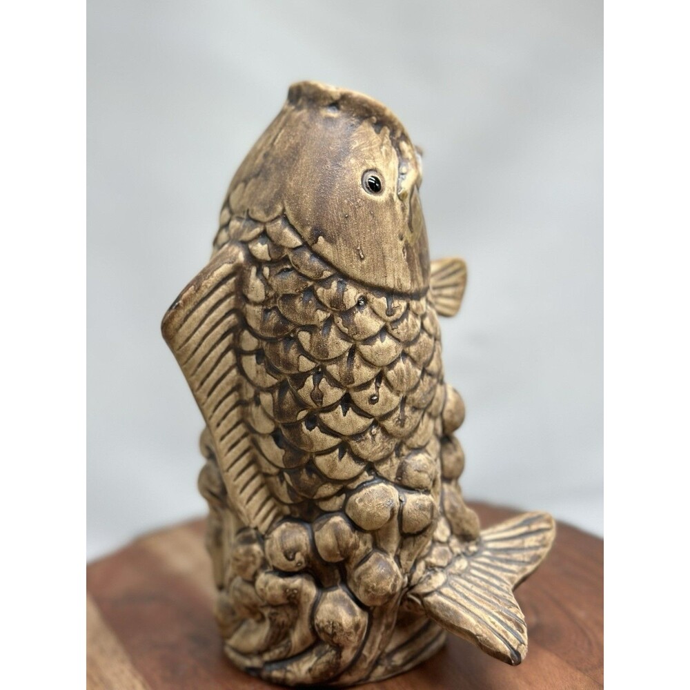 Pottery FISH Vase Scales AMAZING Shelf Sitter LOOK AT ME Figurine